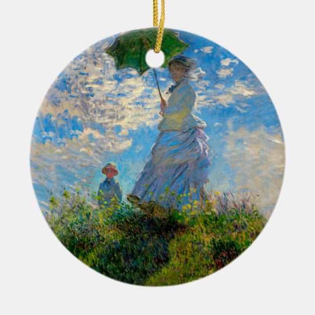 Monet Woman Parasol Impressionism Ceramic Ornament (Front)