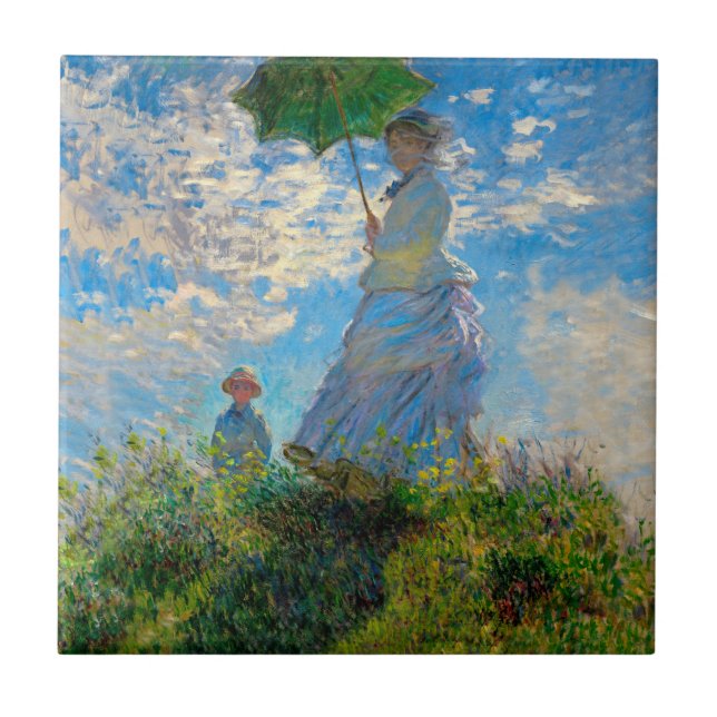 Monet Woman Parasol Impressionism Ceramic Tile (Front)