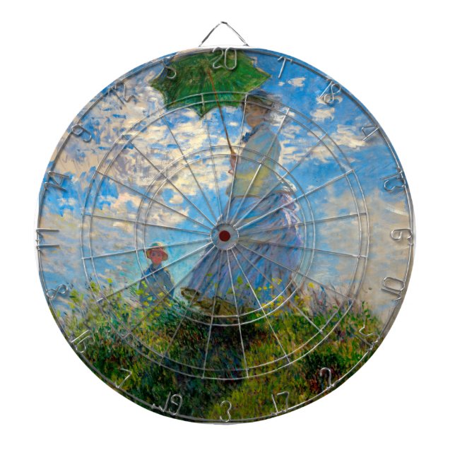 Monet Woman Parasol Impressionism Dartboard With Darts (Front)