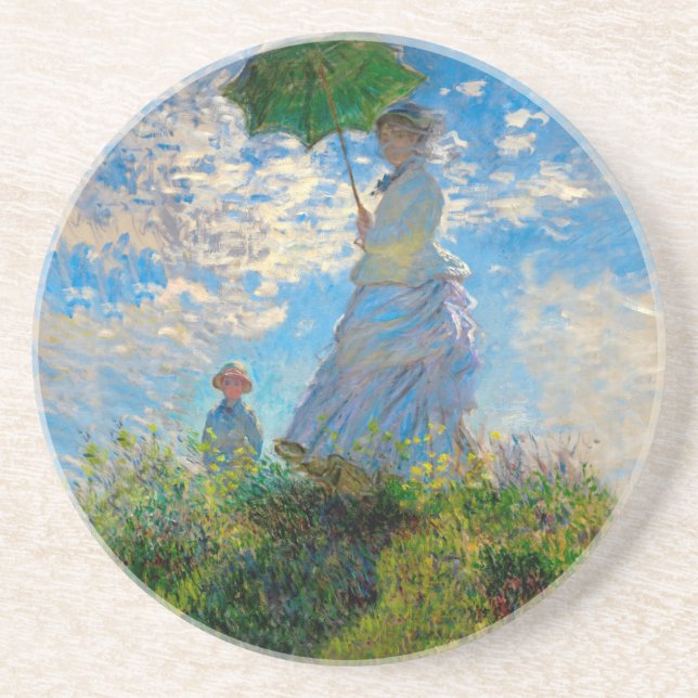 Monet Woman Parasol Impressionism Drink Coaster (Front)