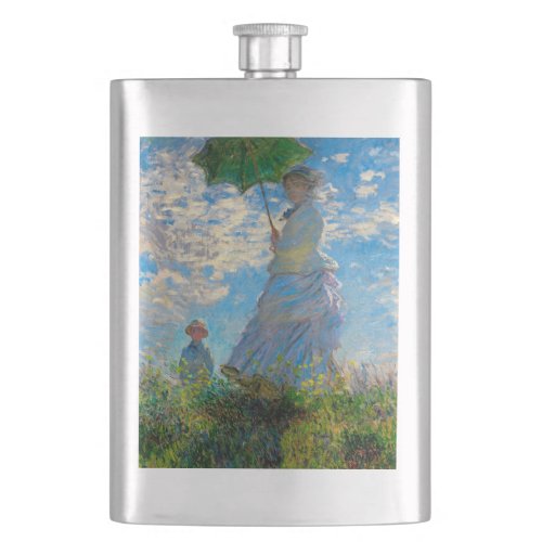 Monet Woman Parasol Impressionism Flask