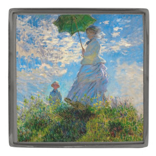 Monet Woman Parasol Impressionism Gunmetal Finish Lapel Pin