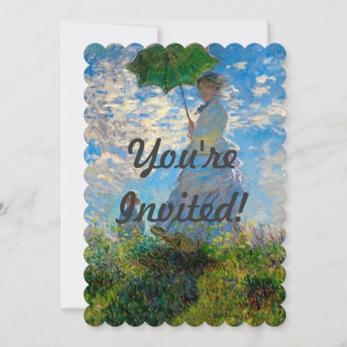 Monet Woman Parasol Impressionism Invitation