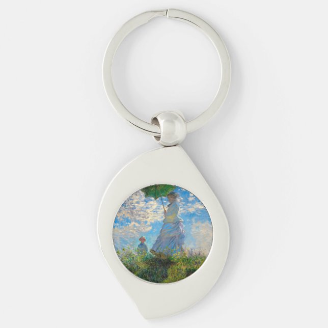 Monet Woman Parasol Impressionism Keychain (Front)