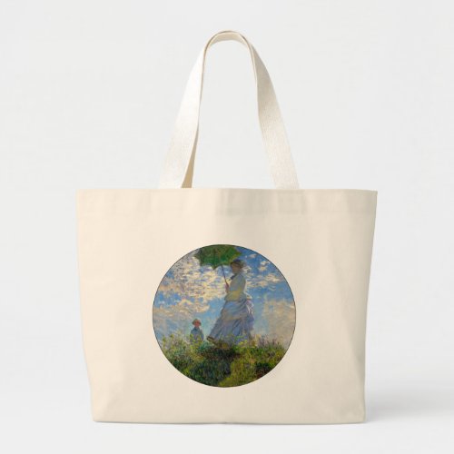 Monet Woman Parasol Impressionism Large Tote Bag