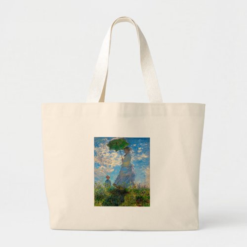 Monet Woman Parasol Impressionism Large Tote Bag