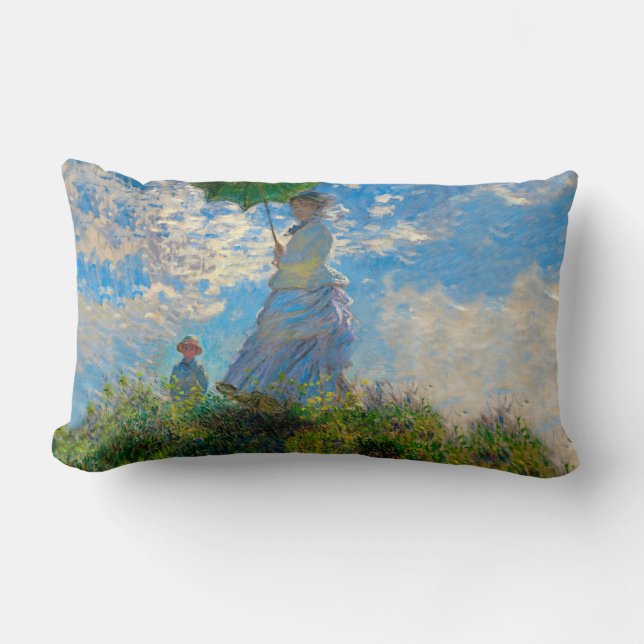 Monet Woman Parasol Impressionism Lumbar Pillow (Front)