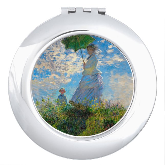 Monet Woman Parasol Impressionism Makeup Mirror (Front)