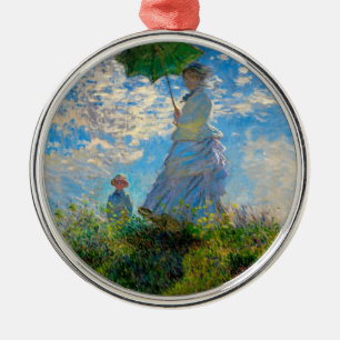 Monet Woman Parasol Impressionism Metal Ornament