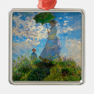Monet Woman Parasol Impressionism Metal Ornament