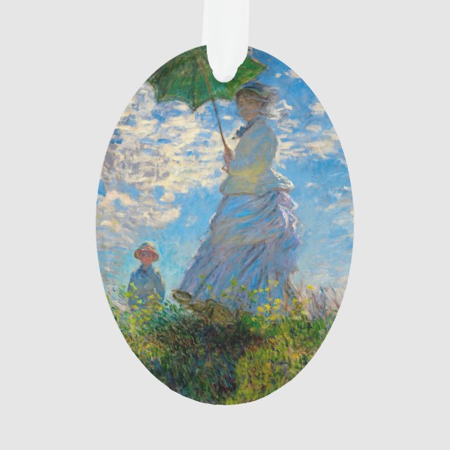 Monet Woman Parasol Impressionism Ornament (Back)