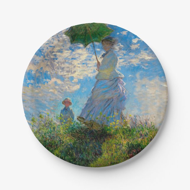 Monet Woman Parasol Impressionism Paper Plates (Front)