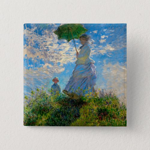 Monet Woman Parasol Impressionism Pinback Button