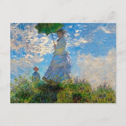 Monet Woman Parasol Impressionism Postcard