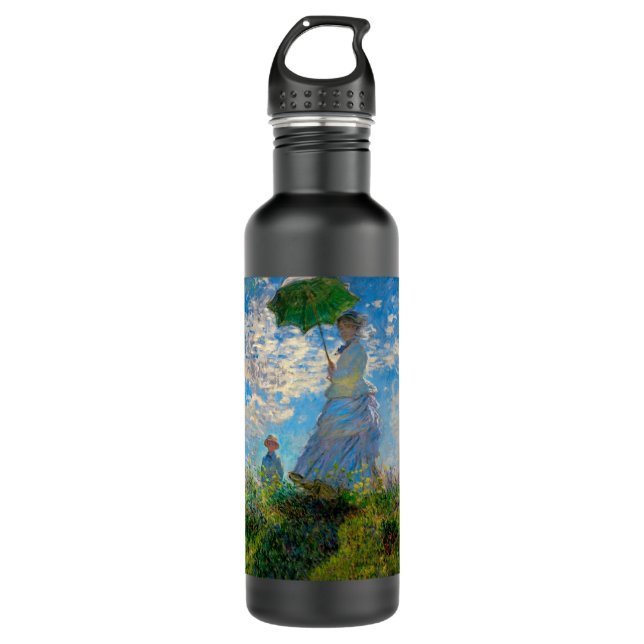 Monet Woman Parasol Impressionism Stainless Steel Water Bottle (Front)