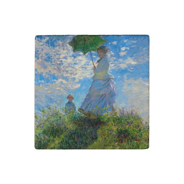 Monet Woman Parasol Impressionism Stone Magnet (First Magnet)