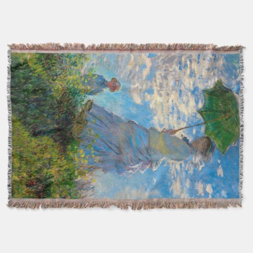 Monet Woman Parasol Impressionism Throw Blanket