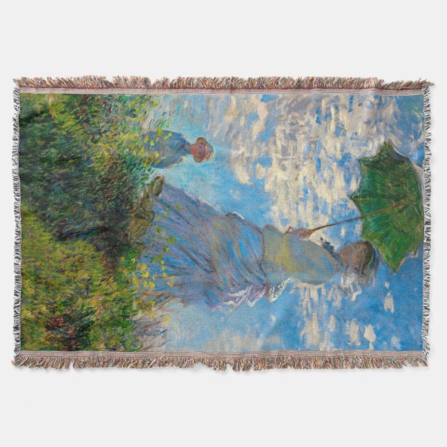Monet Woman Parasol Impressionism Throw Blanket (Front)