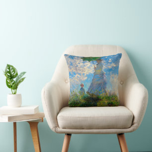 Monet Woman Parasol Impressionism Throw Pillow