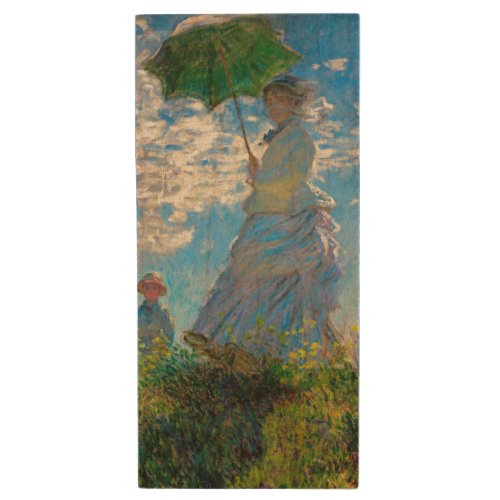 Monet Woman Parasol Impressionism Wood Flash Drive