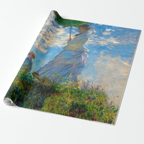 Monet Woman Parasol Impressionism Wrapping Paper