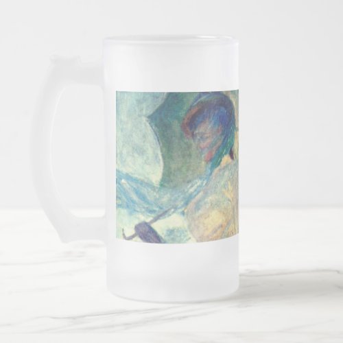 Monet Woman with a Parasol Facing Left Frosted Glass Beer Mug