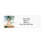 Monet Woman with a Parasol Facing Left Label<br><div class="desc">Return Address Labels featuring Claude Monet’s wife,  Camille,  holding a green parasol in a beautiful pink field being blown by the wind. A great Monet gift for fans of impressionism and French art.</div>