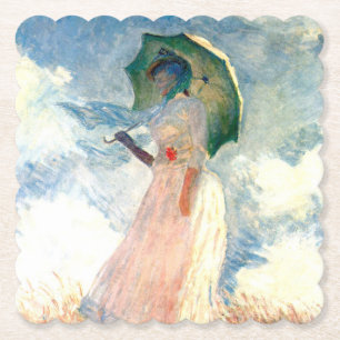 Monet Woman with a Parasol Facing Left Paper Coaster