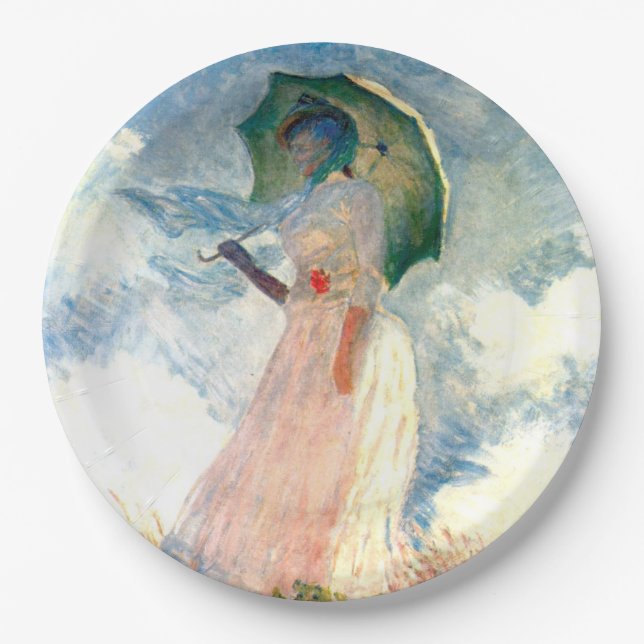 Monet Woman with a Parasol Facing Left Paper Plates (Front)
