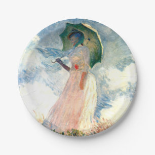 Monet Woman with a Parasol Facing Left Paper Plates