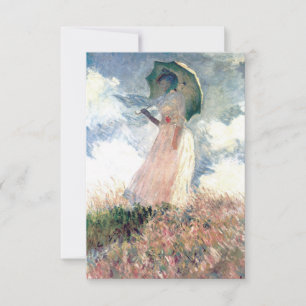 Monet Woman with a Parasol Facing Left RSVP Card