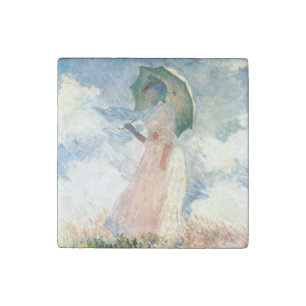 Monet Woman with a Parasol Facing Left Stone Magnet