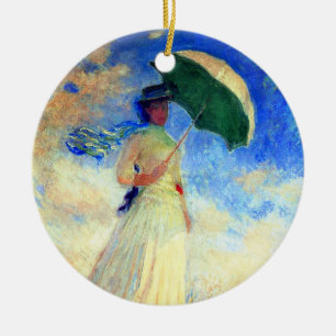 Monet Woman with a Parasol Facing Right Ceramic Ornament