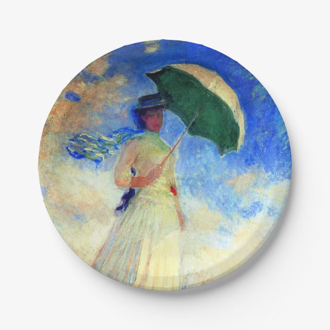 Monet Woman with a Parasol Facing Right Paper Plates (Front)