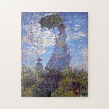 Monet Woman With A Parasol Fine Art Jigsaw Puzzle by monetart at Zazzle