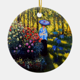 Monet Woman with a Parasol in Garden Ceramic Ornament