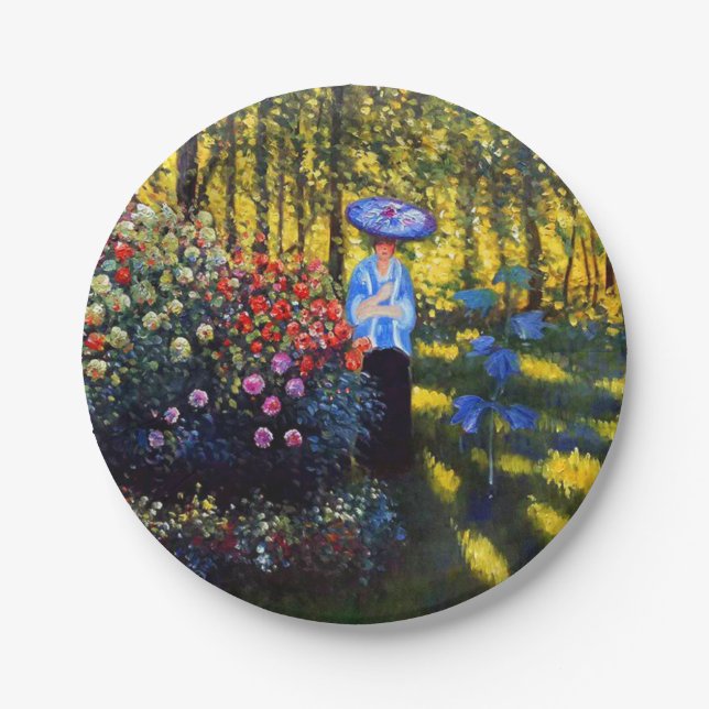Monet Woman with a Parasol in Garden Paper Plates (Front)