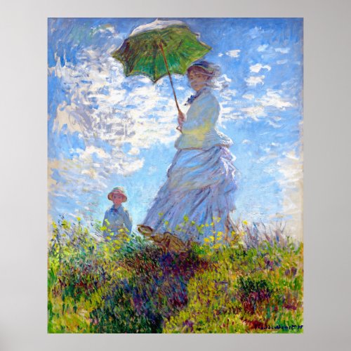 Monet Woman with Parasol Impressionist Art  Poster