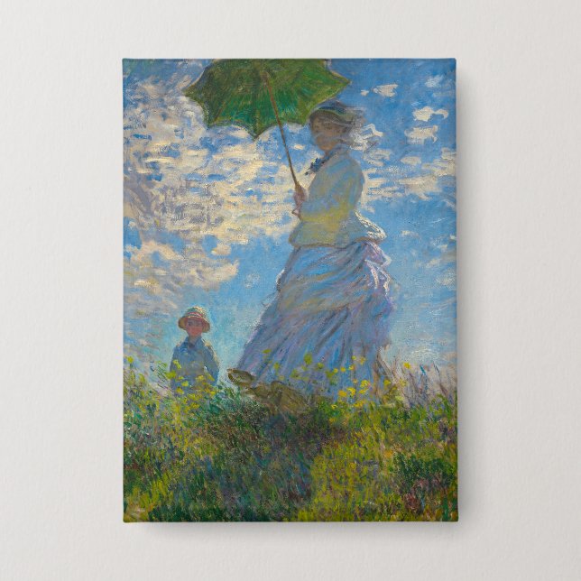 Monet Woman with Parasol & Japanese Footbridge Button (Front)