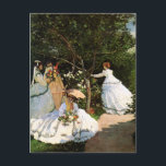 Monet Women in the Garden Postcard<br><div class="desc">Monet Women in the Garden postcard. Oil on canvas from 1866. One of French Impressionist Claude Monet’s most famous and beloved early paintings, Women in the Garden depicts a party of four young women in fancy dresses strolling through a summer garden gathering flowers and chatting amongst themselves. Completed when the...</div>