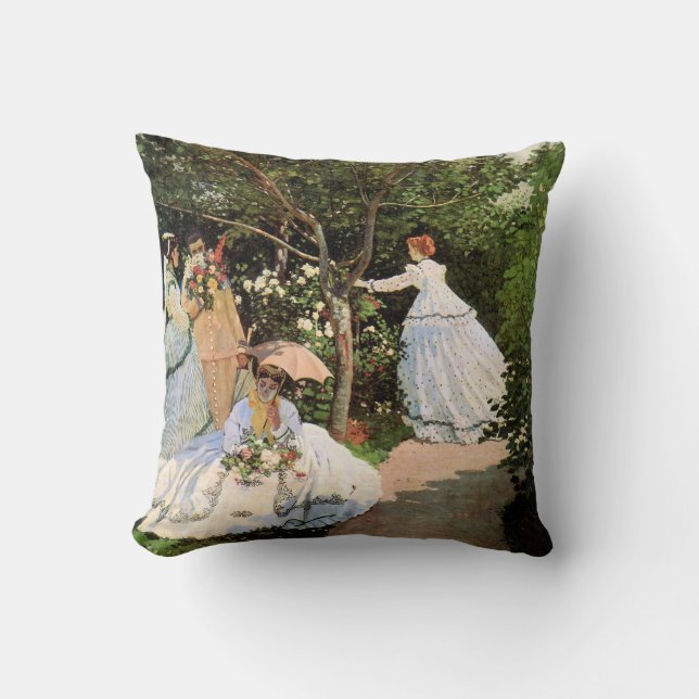 Monet - Women in the Garden Throw Pillow (Front)