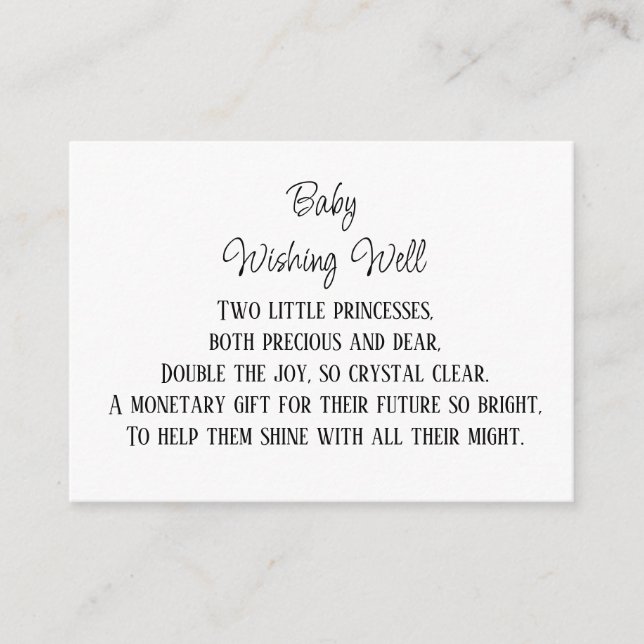 Monetary Contribution Baby Wishing Well  Enclosure Card (Front)