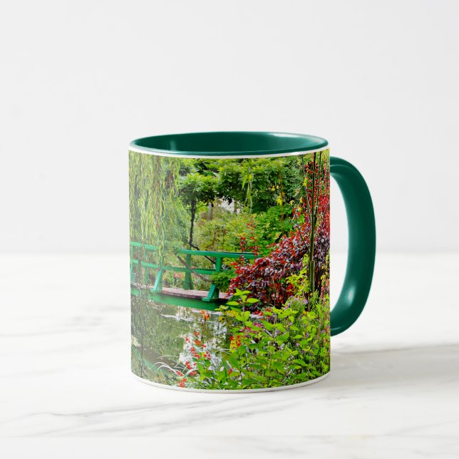Monet's bridge, Monet's garden, Green, Giverny Mug (Front Right)