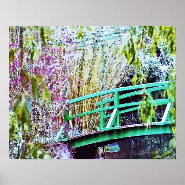 Monet's Bridge with Flowers Poster (Front)