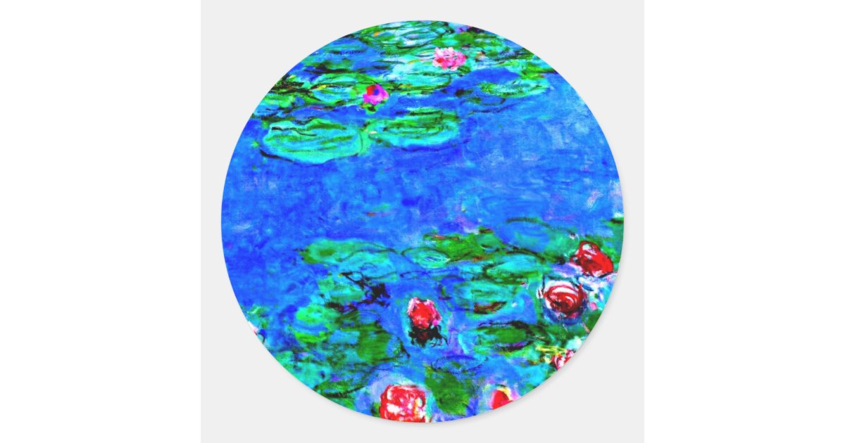 Monet S Famous Painting Water Lilies Macro View Classic Round