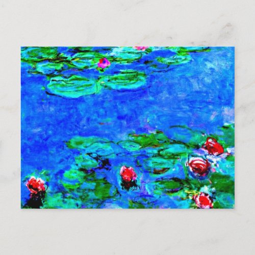 Monets famous painting Water Lilies macro view Postcard