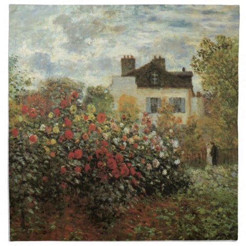 Monets Garden at Argenteuil by Claude Monet Cloth Napkin