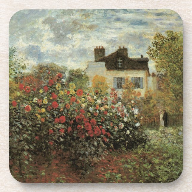 Monet's Garden at Argenteuil by Claude Monet Drink Coaster (Front)