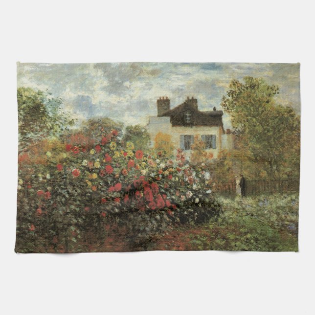 Monet's Garden at Argenteuil by Claude Monet Kitchen Towel (Horizontal)