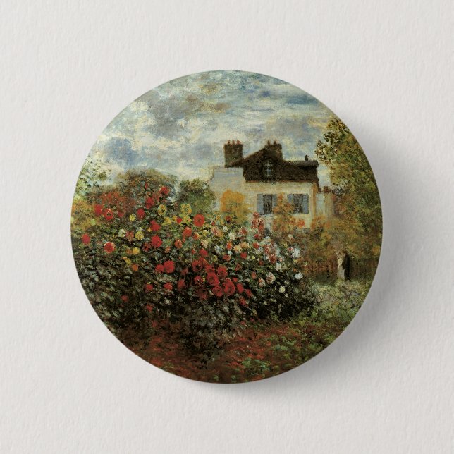 Monet's Garden at Argenteuil by Claude Monet Pinback Button (Front)